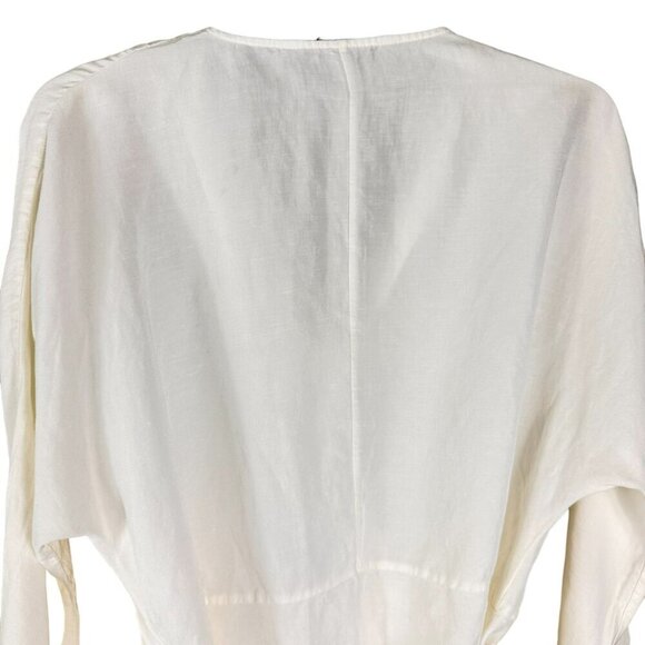 Zara White Long Wrap Blouse Size Medium Kimono - Picture 10 of 12
